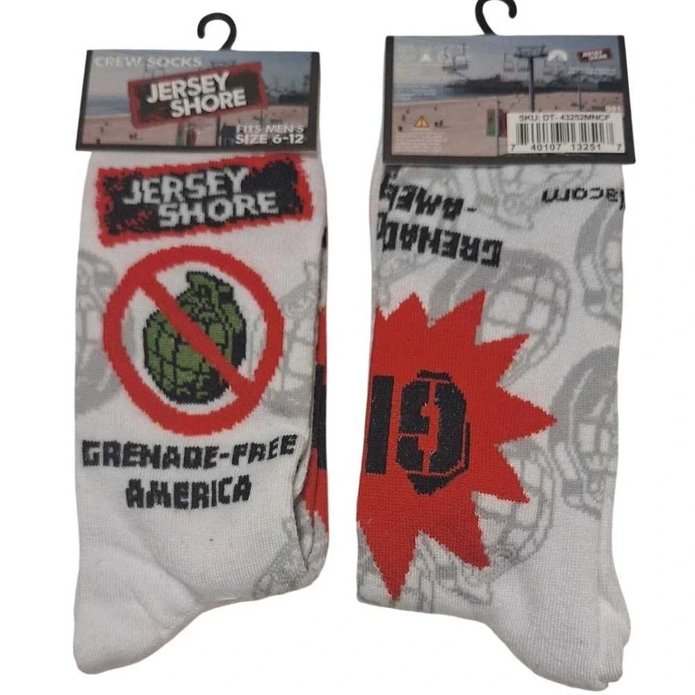 Jersey Shore MTV Grenade-Free America White Crew Socks Size 6-12‎ NWT